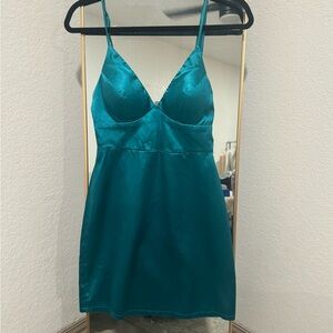 Darling Teal Satin Chemise